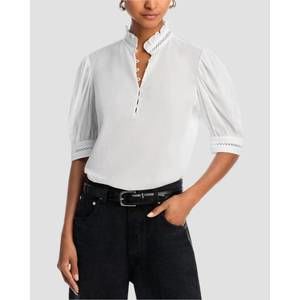 NEW FRAME ruffle collar top in white